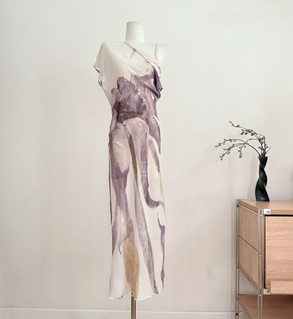 Smoky Purple New Chinese Style Modified Qipao Long Dress with Slip