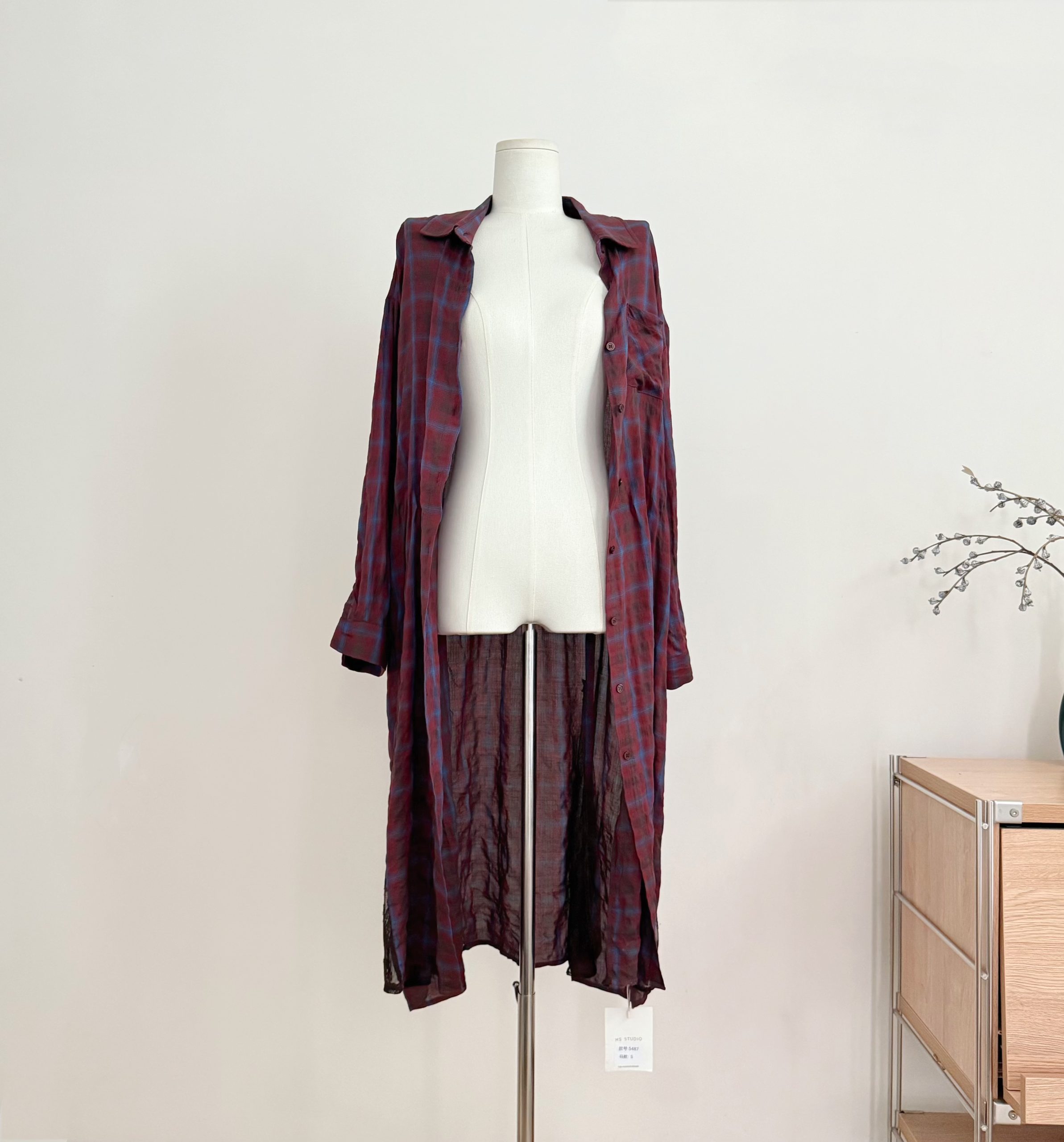Douyin FORNI YOYO Meet Scotland Vintage Lace-Up Waist Lace Patchwork Plaid Shirt Dress - Image 2