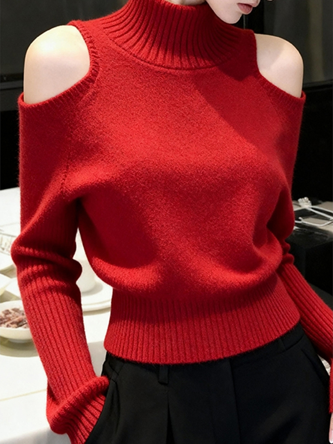 Women's Turtleneck Knit Sweater Fall Winter Lazy Chic Top - Image 3