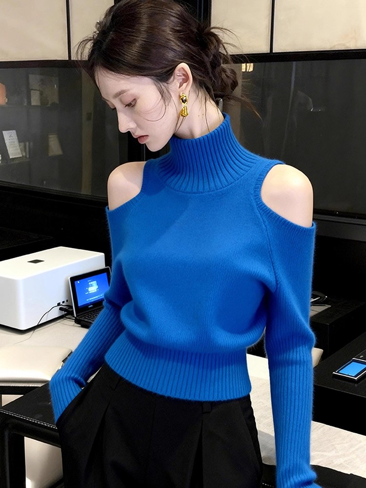 Women's Turtleneck Knit Sweater Fall Winter Lazy Chic Top - Image 4