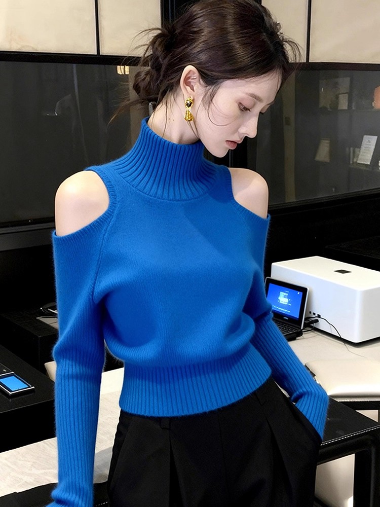 Women's Turtleneck Knit Sweater Fall Winter Lazy Chic Top