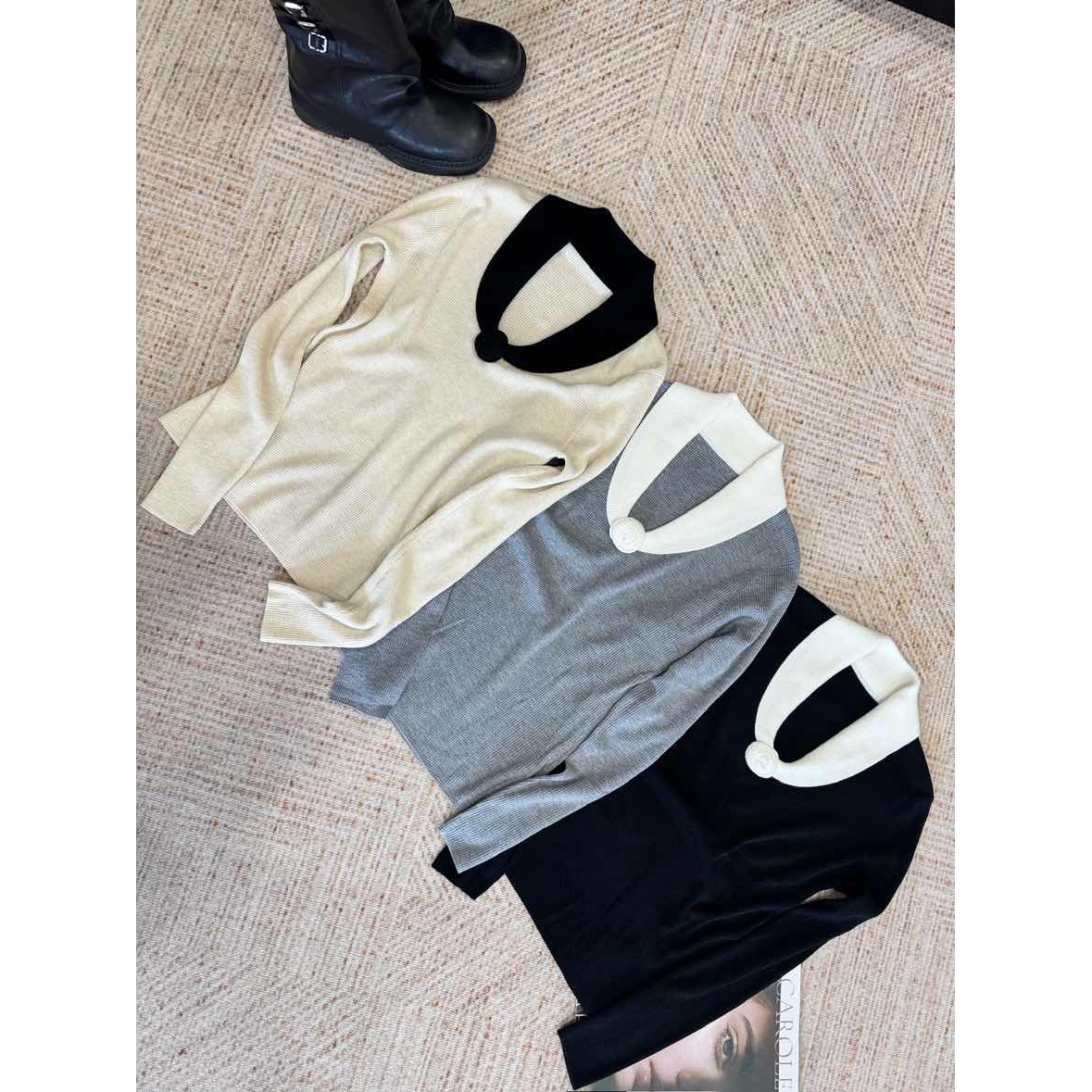 Lilian Ribbed Knit Sweater with Color-Block Design for Women New Fall Fashion - Image 5
