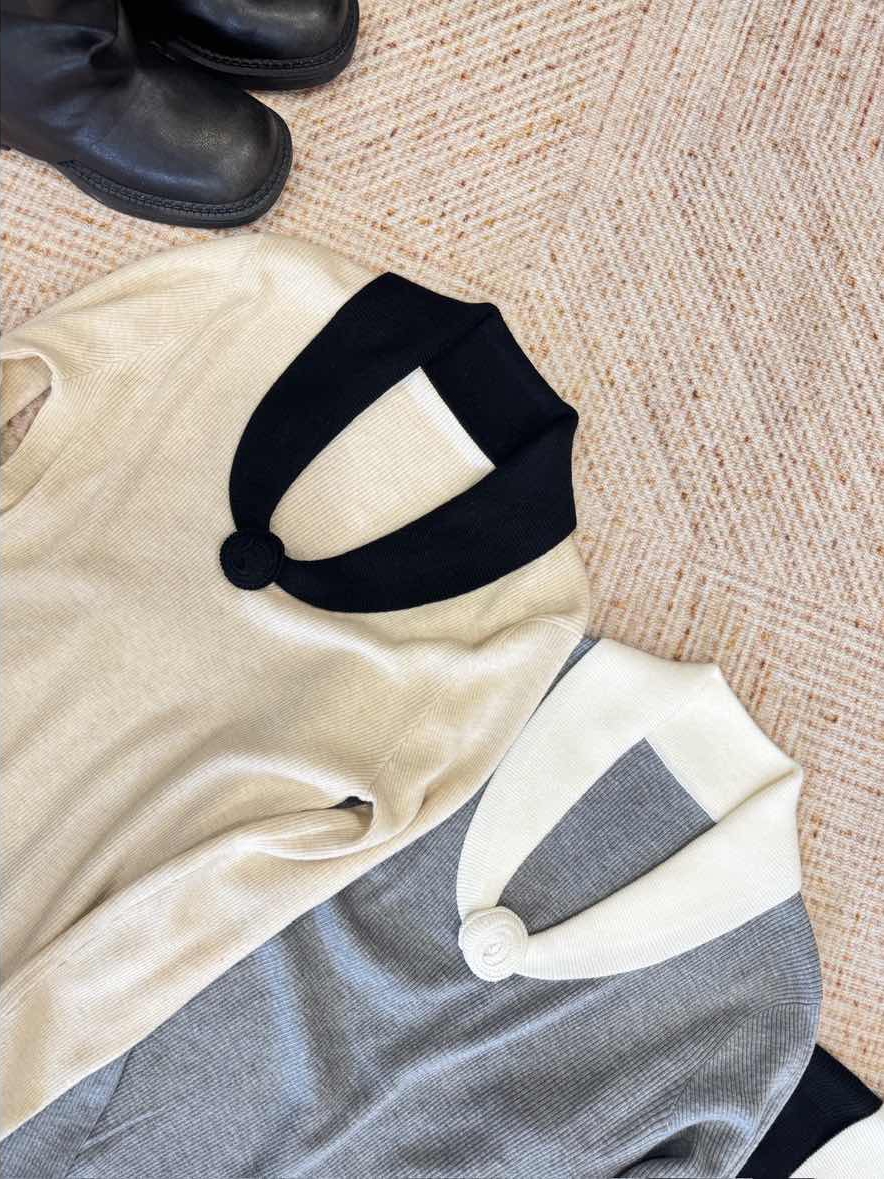 Lilian Ribbed Knit Sweater with Color-Block Design for Women New Fall Fashion - Image 4